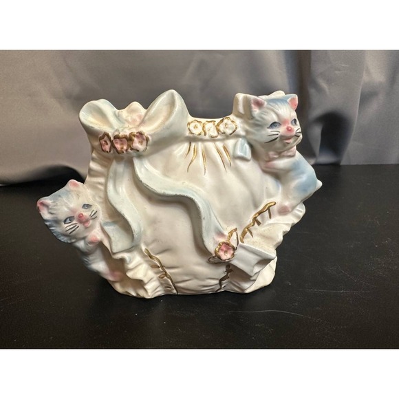 Vintage Ceramic Planter Kitten Cats with Ribbon Decor, Los Angeles - Picture 1 of 7